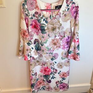 Ronni Nicole Floral Long Sleeve Dress - Pink, Purple, Cream